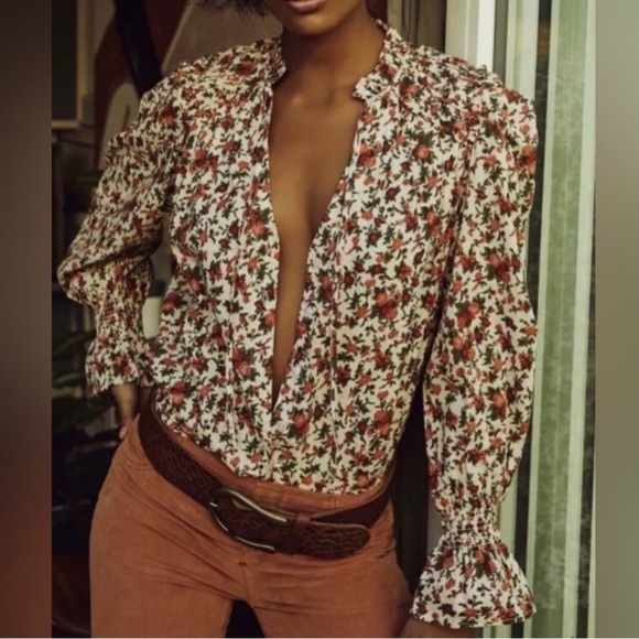 Free People Tops - Free People Meant To Be Floral Smocked Boho Puff Sleeve Long Sleeve NWOT
